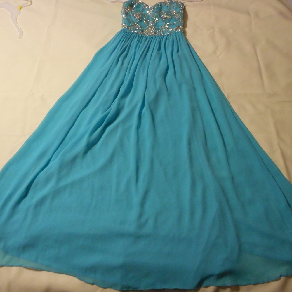 B Darlin Long Strapless Dress
